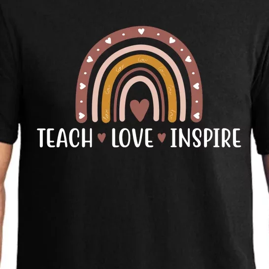 Teach Love Inspire Fall Autumn Rainbow Pajama Set