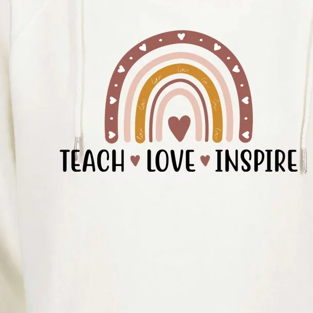 Teach Love Inspire Fall Autumn Rainbow Womens Funnel Neck Pullover Hood