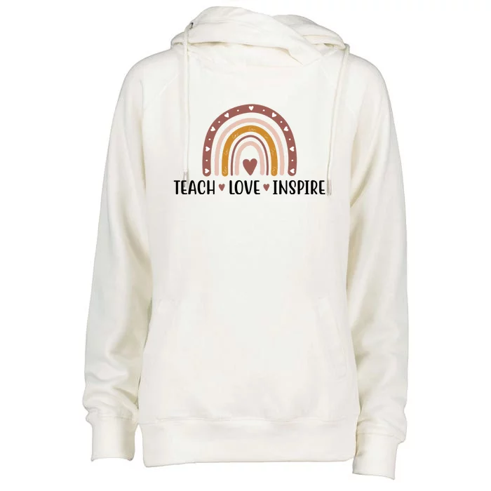 Teach Love Inspire Fall Autumn Rainbow Womens Funnel Neck Pullover Hood