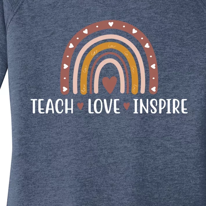 Teach Love Inspire Fall Autumn Rainbow Women's Perfect Tri Tunic Long Sleeve Shirt