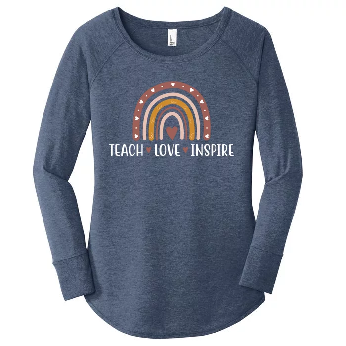 Teach Love Inspire Fall Autumn Rainbow Women's Perfect Tri Tunic Long Sleeve Shirt