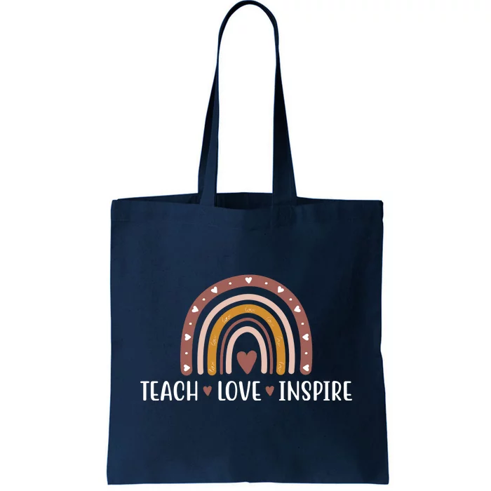 Teach Love Inspire Fall Autumn Rainbow Tote Bag