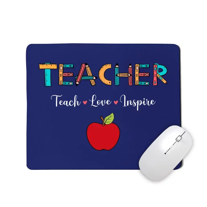 Teach Love Inspire Leopard Back To School Cute Teacher Mousepad