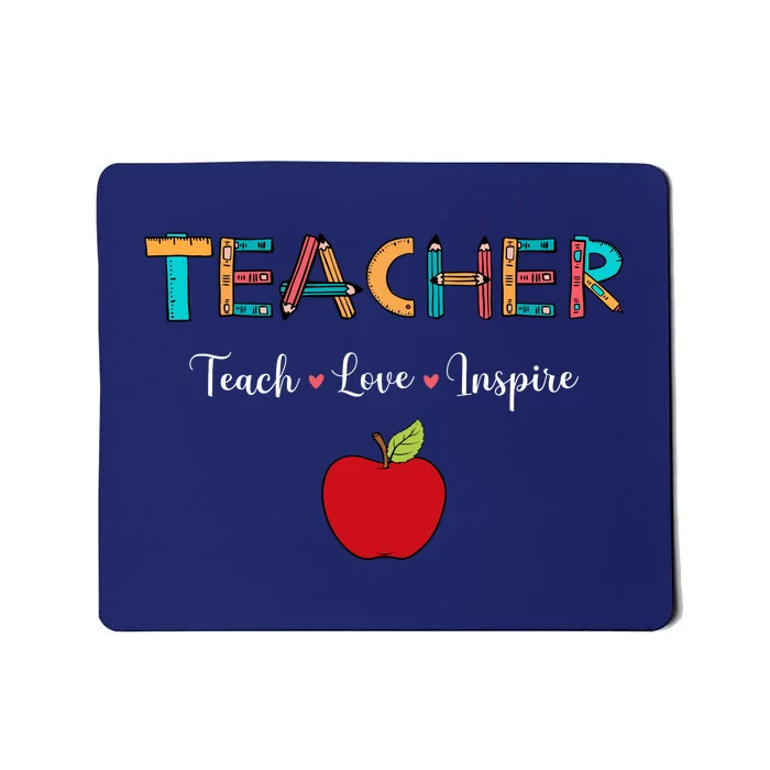 Teach Love Inspire Leopard Back To School Cute Teacher Mousepad