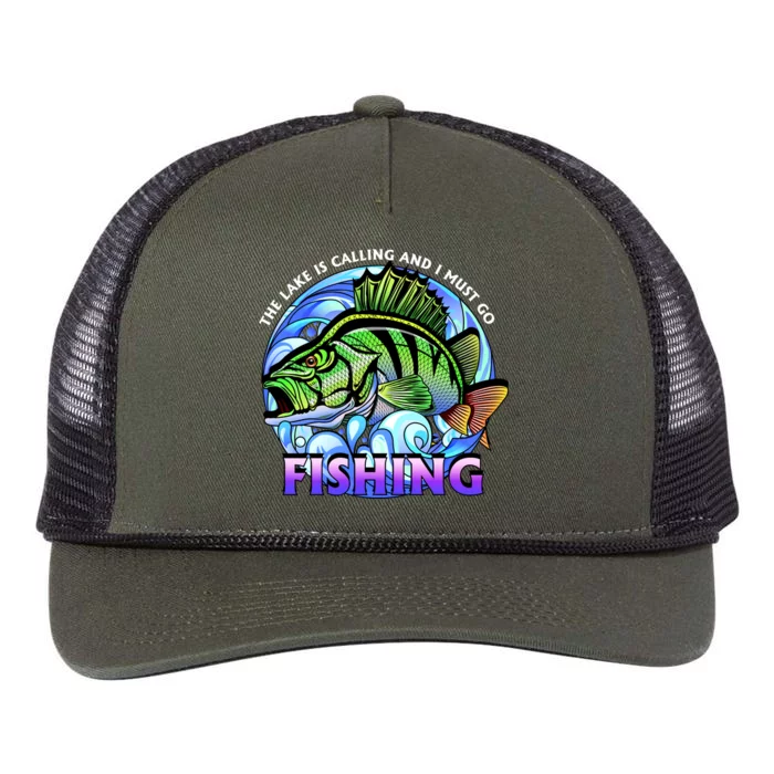 The Lake Is Calling And I Must Go Fishing Retro Rope Trucker Hat Cap