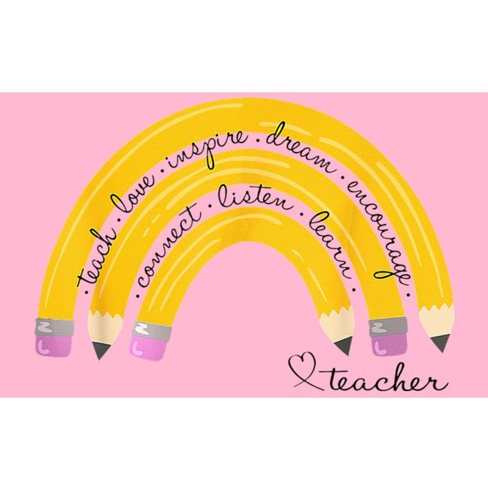 Teach Love Inspire Rainbow Pencil Teacher Back To School Bumper Sticker