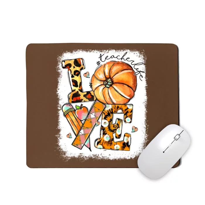 Teach Love Inspire Teacher Shirt Autumn Fall Pumpkin Mousepad