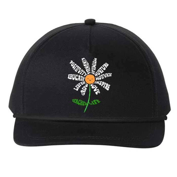 Teach Love Inspire Teachers Inspirational Flower Teachers Snapback Five-Panel Rope Hat