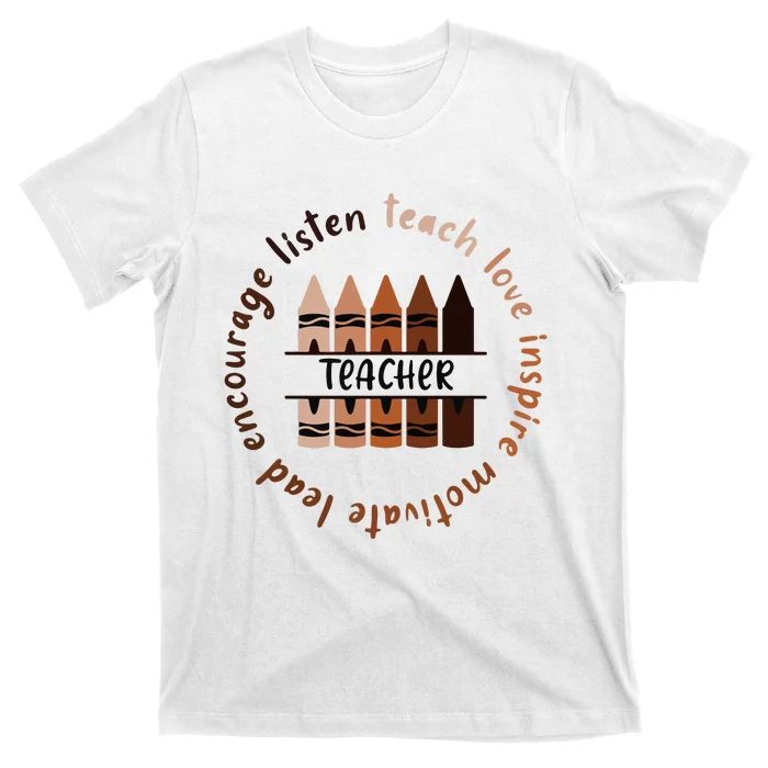 Teach Love Inspire Teacher Melanin Black History Month T-Shirt