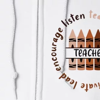 Teach Love Inspire Teacher Melanin Black History Month Full Zip Hoodie