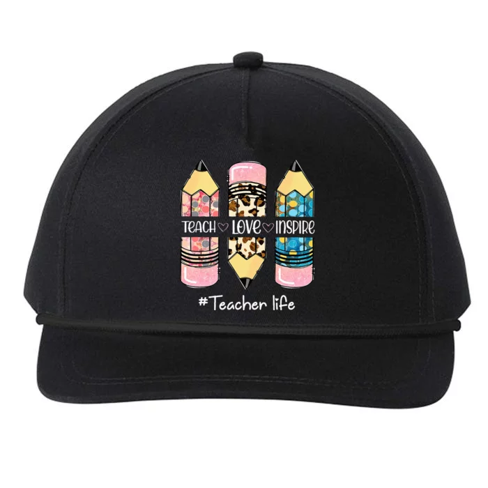 Teach Love Inspire Teacher life Crayon Snapback Five-Panel Rope Hat