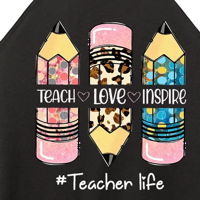 Teach Love Inspire Teacher life Crayon Women’s Perfect Tri Rocker Tank