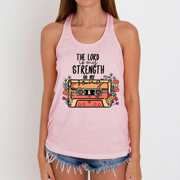 The Lord Is My Strength And My Song Psalm 118:14 Bible Verse Women's Knotted Racerback Tank