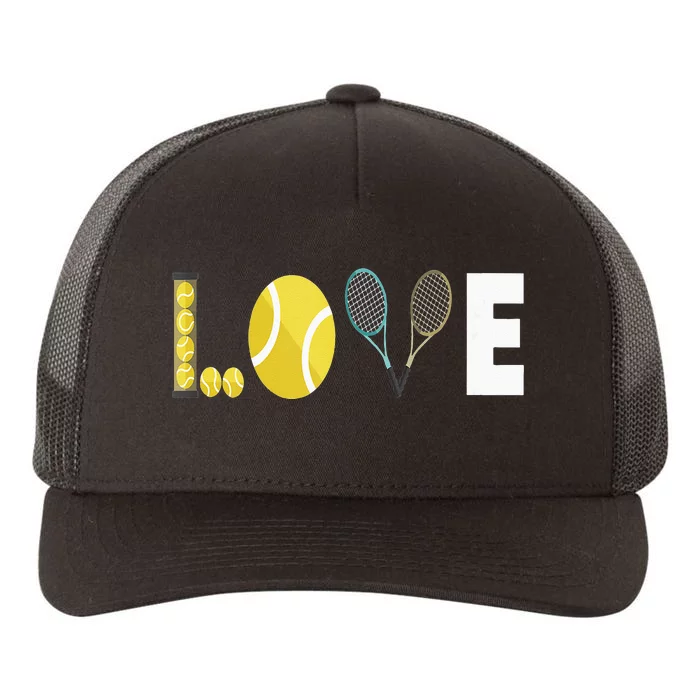 Tennis Love I Tennis Racket Tennis Ball Tennis Player Sport Yupoong Adult 5-Panel Trucker Hat