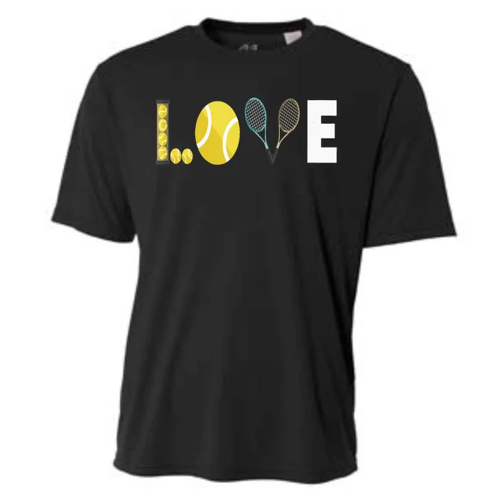 Tennis Love I Tennis Racket Tennis Ball Tennis Player Sport Cooling Performance Crew T-Shirt