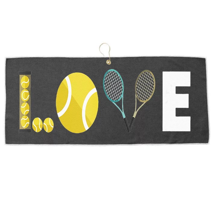 Tennis Love I Tennis Racket Tennis Ball Tennis Player Sport Large Microfiber Waffle Golf Towel