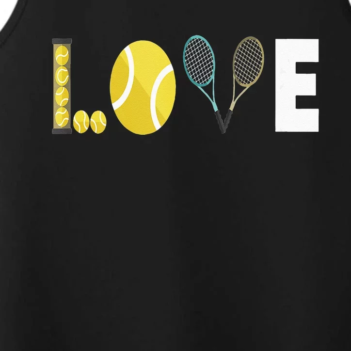 Tennis Love I Tennis Racket Tennis Ball Tennis Player Sport Performance Tank