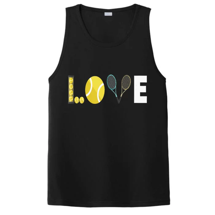 Tennis Love I Tennis Racket Tennis Ball Tennis Player Sport Performance Tank