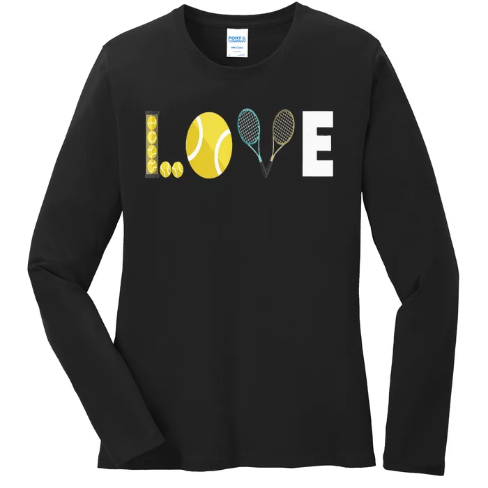 Tennis Love I Tennis Racket Tennis Ball Tennis Player Sport Ladies Long Sleeve Shirt