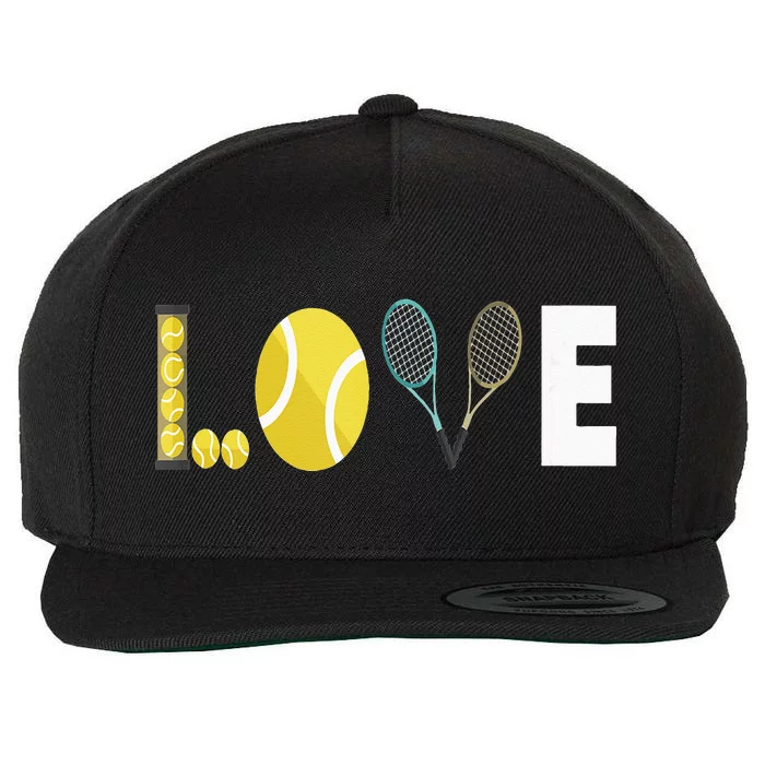 Tennis Love I Tennis Racket Tennis Ball Tennis Player Sport Wool Snapback Cap