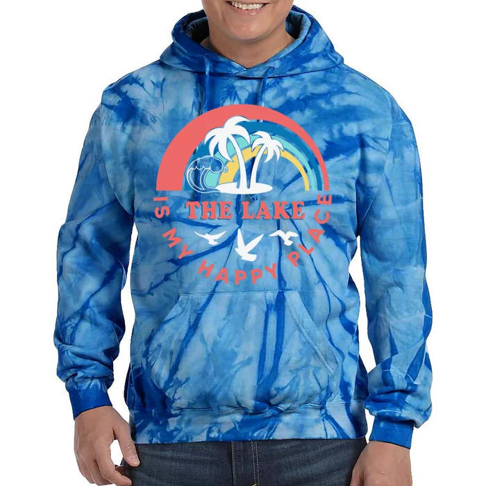 The Lake Is My Happy Place Sand Surf Summer Vacation Cute Gift Tie Dye Hoodie