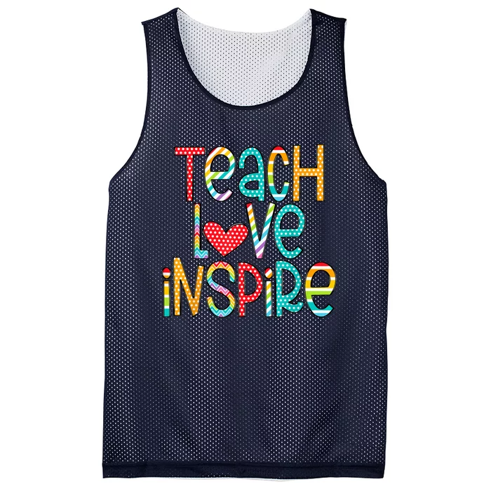 Teach Love Inspire First Day Back To School Teachers Mesh Reversible Basketball Jersey Tank