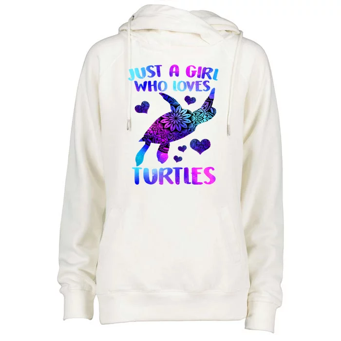 Turtle Lover Just A Girl Who Loves Turtles Turtle Watercolor Sea Ocean Womens Funnel Neck Pullover Hood