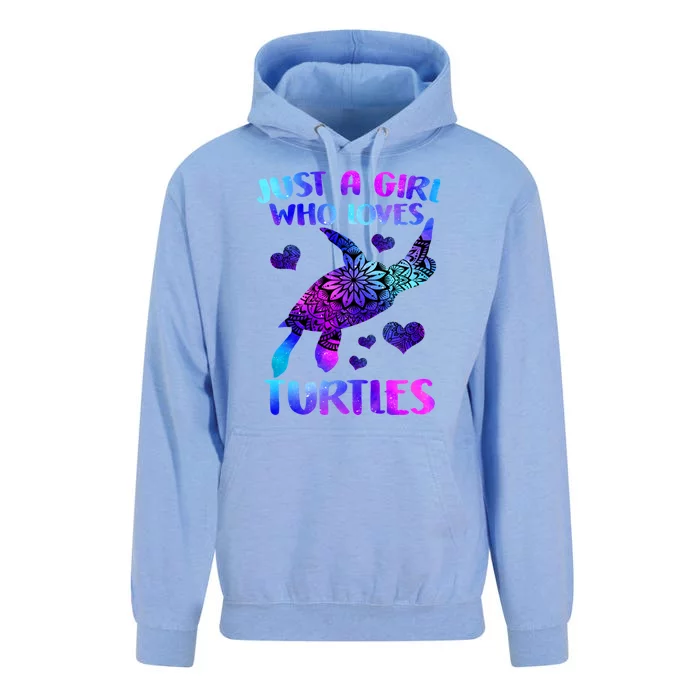 Turtle Lover Just A Girl Who Loves Turtles Turtle Watercolor Sea Ocean Unisex Surf Hoodie