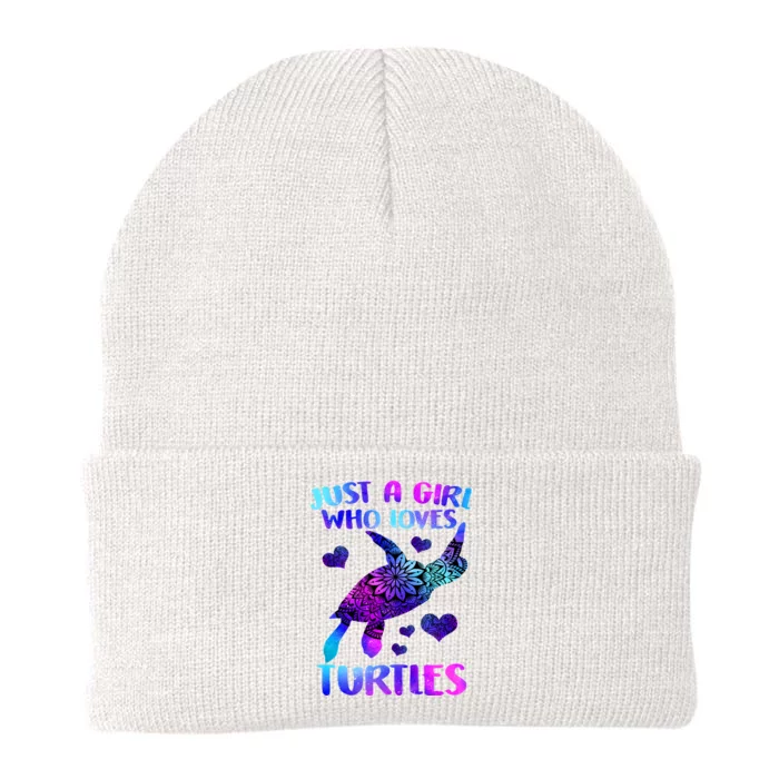 Turtle Lover Just A Girl Who Loves Turtles Turtle Watercolor Sea Ocean Knit Cap Winter Beanie