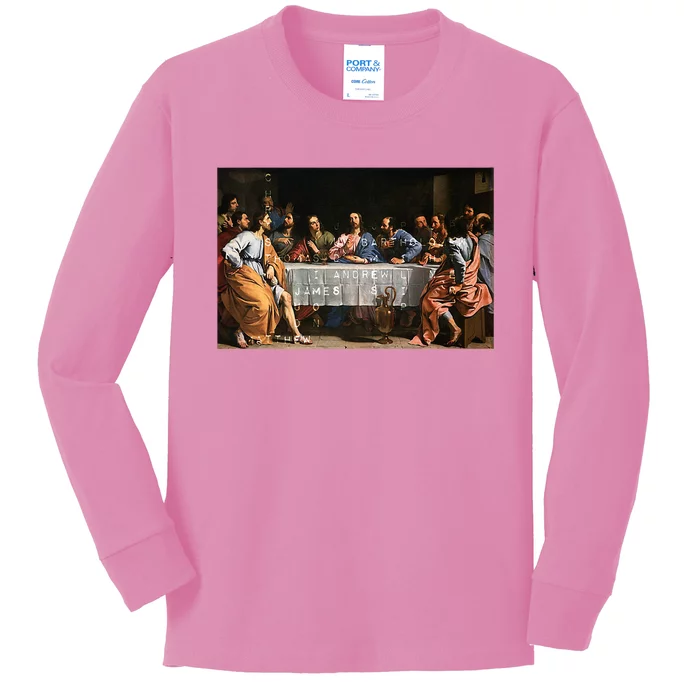 The Lord Jesus Christ With 12 Apostles On The Lords Supper Kids Long Sleeve Shirt