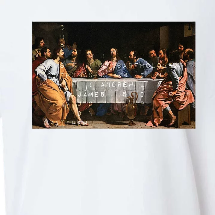 The Lord Jesus Christ With 12 Apostles On The Lords Supper Sueded Cloud Jersey T-Shirt