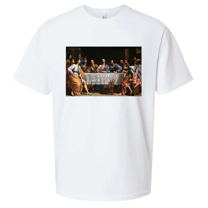 The Lord Jesus Christ With 12 Apostles On The Lords Supper Sueded Cloud Jersey T-Shirt