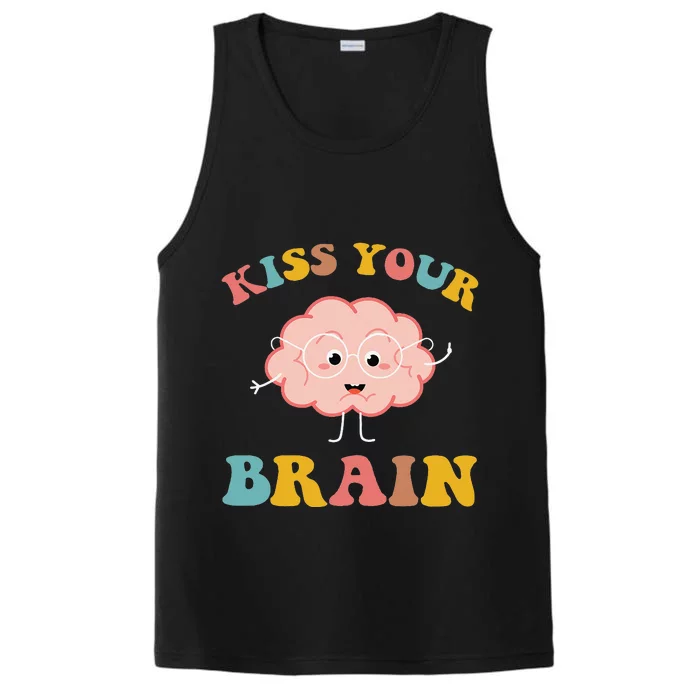 Teacher Life Kiss Your Brain Students Class Cute Funny Gift Performance Tank