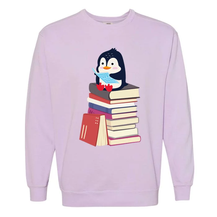 Teacher Librarian Kawaii Penguin Book Lover Penguin Garment-Dyed Sweatshirt