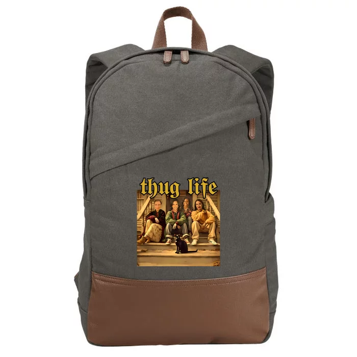 Thug Life Kamala Harris 2024 Feminist Vote Blue Election Cotton Canvas Backpack