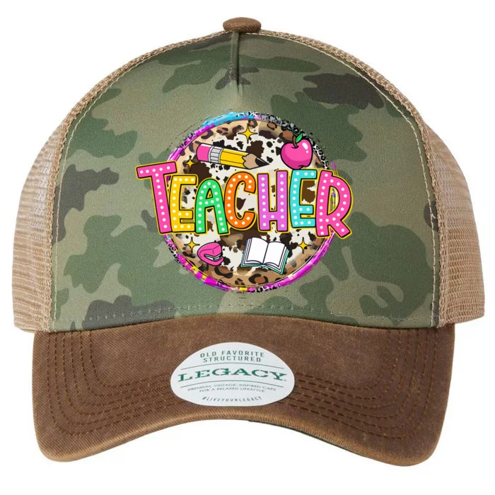 Teacher Life Leopard Teacher School Legacy Tie Dye Trucker Hat