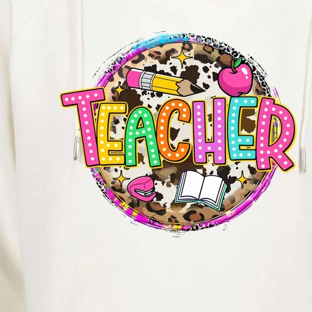 Teacher Life Leopard Teacher School Womens Funnel Neck Pullover Hood