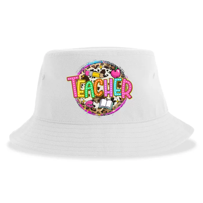 Teacher Life Leopard Teacher School Sustainable Bucket Hat