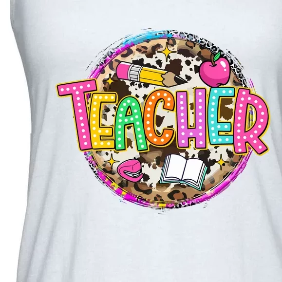 Teacher Life Leopard Teacher School Ladies Essential Flowy Tank