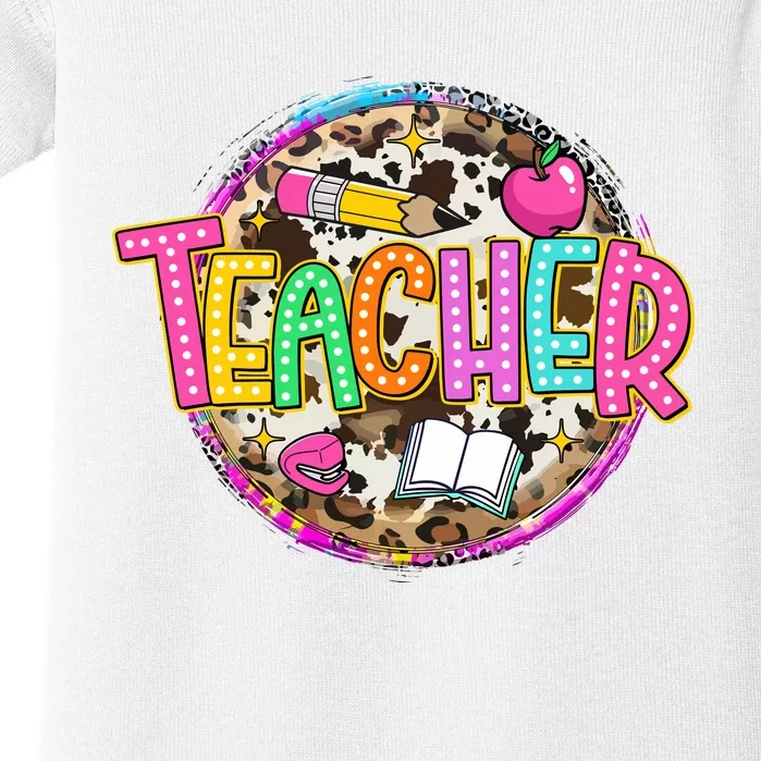 Teacher Life Leopard Teacher School Baby Bodysuit