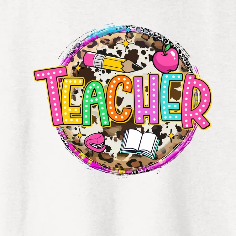 Teacher Life Leopard Teacher School Women's Crop Top Tee