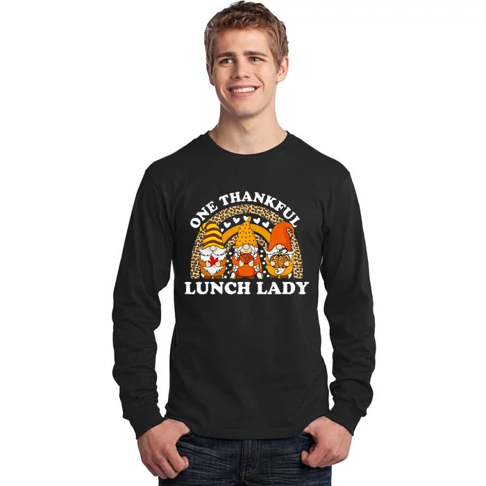 Thankful Lunch Lady Gnome Pumpkin Fall Harvest Tall Long Sleeve T-Shirt