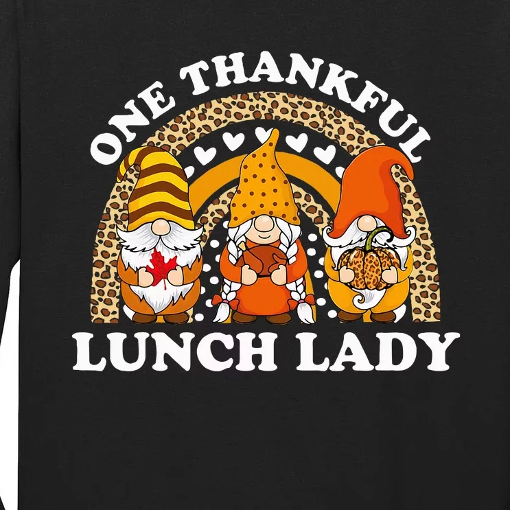 Thankful Lunch Lady Gnome Pumpkin Fall Harvest Tall Long Sleeve T-Shirt