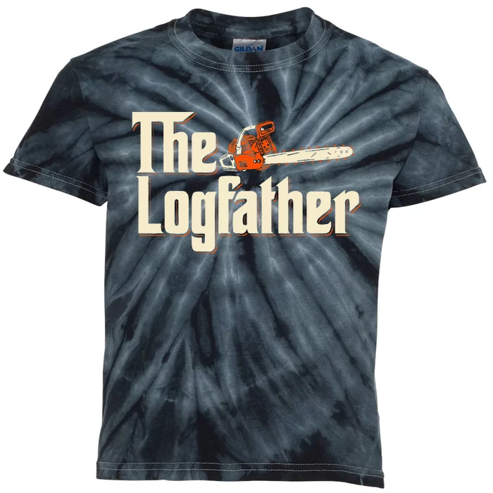 The Logfather Lumberjack Woodsman Wood Woodcutter Chainsaw Kids Tie-Dye T-Shirt