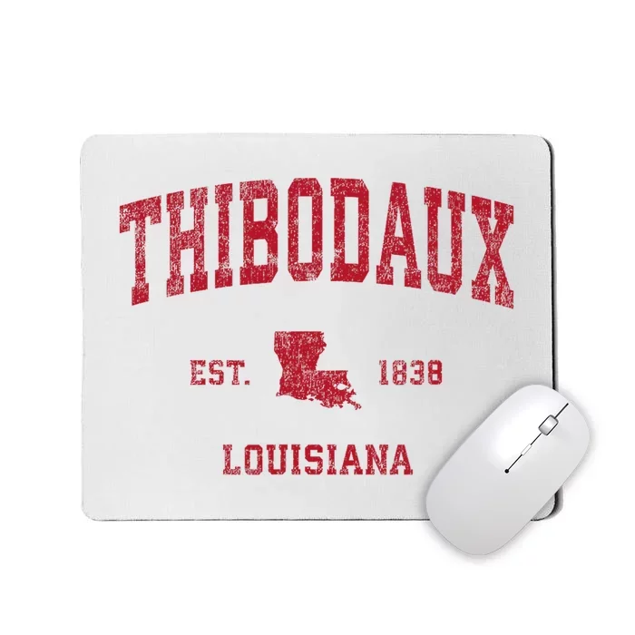 Thibodaux Louisiana La Vintage Sports Design Red Print Mousepad