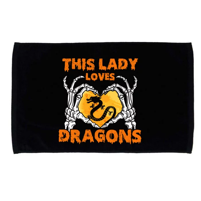 This Lady Loves Dragons Halloween Goth Skeleton Hands Heart Gift Microfiber Hand Towel