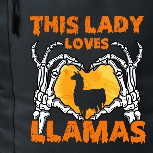 This Lady Loves Llamas Halloween Gift Skeleton Hands Heart Meaningful Gift Daily Commute Backpack