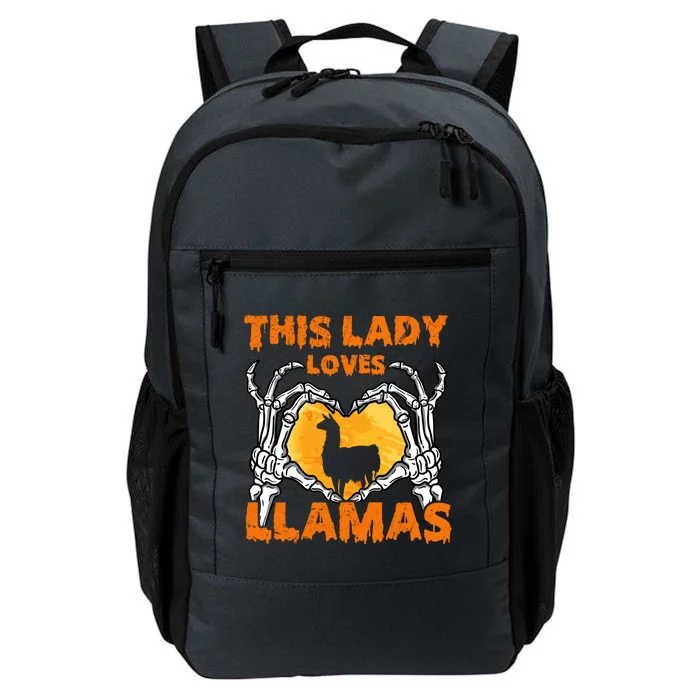 This Lady Loves Llamas Halloween Gift Skeleton Hands Heart Meaningful Gift Daily Commute Backpack