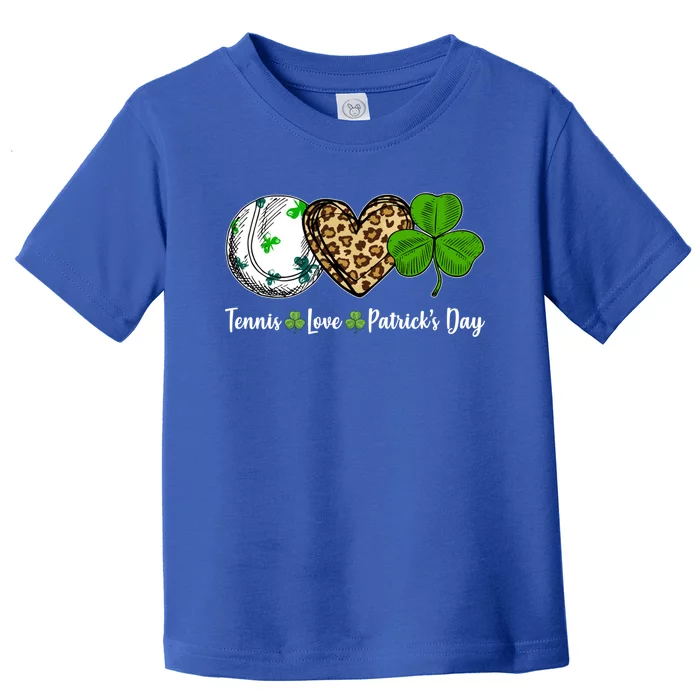 Tennis Love Leopard Heart Shamrock St Patrick's Day Gift Toddler T-Shirt