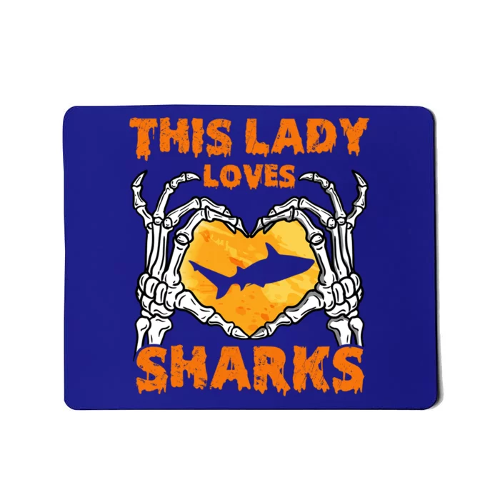 This Lady Loves Sharks Halloween Skeleton Hands Heart Great Gift Mousepad